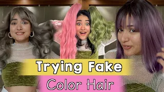 I Bought Colorful 🌈 Fake Hair from Urbanic + Try On | Sexy or Funny?