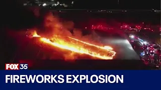 New video shows fireworks explode after warehouse catches fire