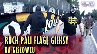 Ruch pali flagę GKS-u Katowice na Giszowcu (10.05.2018 r.)