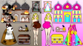 Rainbow Pregnant VS Poor Pregnant - Barbie's New Home Handmade - DIYs Paper Dolls & Crafts