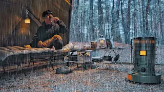 Solo Camping in Rain with My Dog . Cozy Relaxing in the Tent ASMR