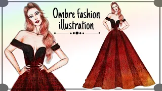 OMBRE FASHION ILLUSTRATION // Ombre DRESS for a girl tutorial // AVISHAA