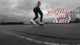 Playing on inline skates - slides, power stops, sprints, and stairs! OXELO MF500