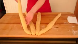 Dough shaping technique - how to braid a 4 strand challah bread