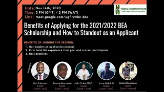 Students Place Live Stream: BENEFITS OF APPLYING FOR THE BEA SCHOLARSHIP AND HOW TO STAND OUT
