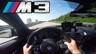 BMW M3 F80 pushing on German Autobahn✔