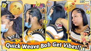 🌿Natural Style: Quick Weave Bob Hair! Side Part Leave Out Install Ft.#ELFINHAIR Review