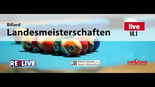 T 5 Landesmeisterschaft 14.1 Billard-Verband Baden-Württemberg live aus Sindelfingen Die Drei