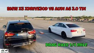 BMW X5 XDRIVE30D N57D30A vs AUDI A6 3.0 TDI CGQ drag race 1/4 mile 🚦🚗 - 4K UHD