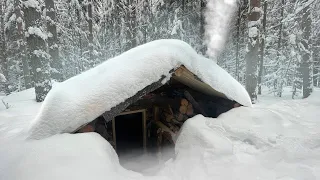 I'M BUILDING A LOG CABIN UNDERGROUND IN -20°C! INSTALLING A WINDOW AND A COZY BED. SOLO BUSHCRAFT