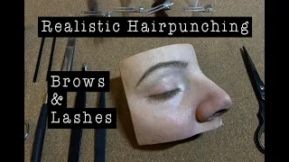 Hairpunching Realistic Brows & Lashes on a Silicone Sculpture