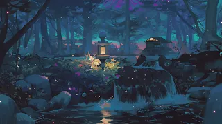 Midnight in forest ~  Forest sound ~   [lofi / jazzhop / chillhop mix] ~ chill beats to relax