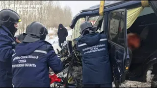 22.01.2021г - 68-летний водитель спровоцировал тройное ДТП. Воронежская область, трасса М-4 ДОН.