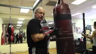 working the uppercut on a heavy bag