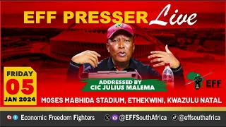 CIC Julius Malema Addresses EFF Press Conference, Moses Mabhida Stadium.