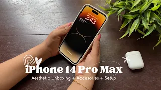 iPhone 14 Pro Max Gold Aesthetic Unboxing | Accessories | iOS 16 | Camera Test | Dynamic Island
