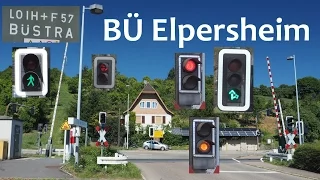 BÜ Elpersheim [„Ampel-Blinklichtanlage“] mit BR 628 & Fußgänger