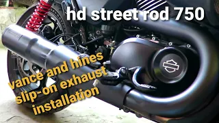 VANCE AND HINES / EXHAUST SLIP-ON INSTALLATION ON HD STREET ROD 750 / AWESOME SOUND / DREAMS