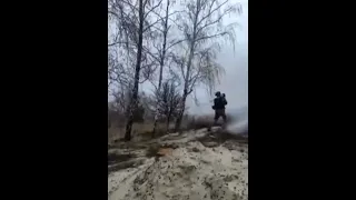 Ukrainian soldiers are firing from Igla MANPADS at Russian helicopters