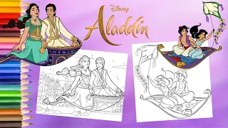 Coloring Aladdin Movie & Aladdin Cartoon Magic Carpet Ride Princess Jasmine   Coloring Disney Pages