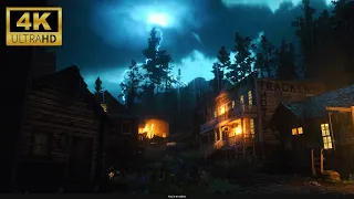 Trekkers Hotel in a deep forest with thunder and rain ambience | RDR2