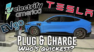 Tesla vs Electrify America vs EVgo - Plug & Charge test! Who's fastest?