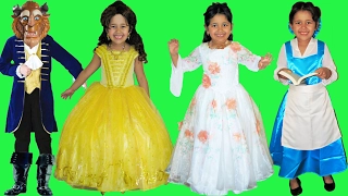 7 Halloween Costumes Disney Princess Belle and Beast from Beauty and the Beast Movie part 1