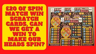 More New £5 Lottery Scratch Cards. £20 of the new Spin, Match, Win scratch cards scratched off.