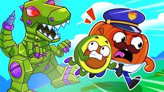 🦕 10 Little Dinos 😱 Scary Dinosaur Robot Song 🦖🤖 || VocaVoca Karaoke 🥑🎶