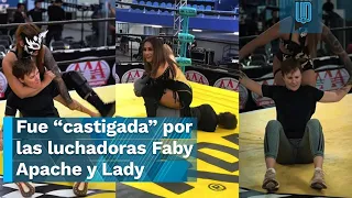 Marion Reimers es “castigada” por las luchadoras Faby Apache y Lady Flamer