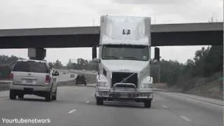 Haunted truck driving backwards on the Interstate highway