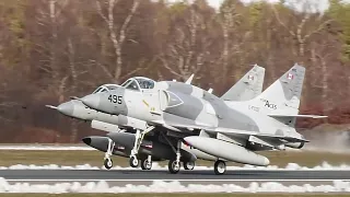 [4K] Airplane Spotting TaktLwG 71 I Eurofighter, Skyhawk, Alpha Jet I Two-ship-takeoff