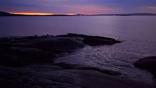 Relaxing Gentle Waves with Purple Sunset for Deep Sleep, Nature ASMR, 2 hours in 4K