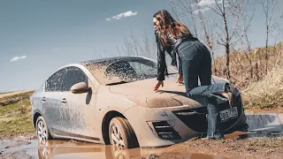CAR STUCK  || Julia gets stuck in the mud in high heels