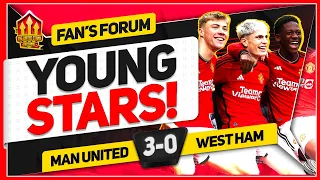 UNITED YOUTH SUBLIME! MANCHESTER UNITED 3-0 WEST HAM! LIVE Fan Forum