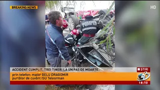 Accident cumplit în Teleorman. Trei tineri, la un pas de moarte. A fost solicitat un elicopter SMUR