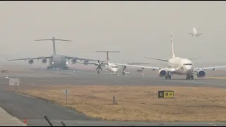Operation BUSHFIRE ASSIST Disaster Relief - RAAF C-17 taking off from Canberra Airport