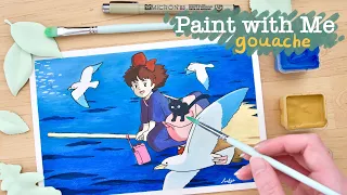 Painting Studio Ghibli | Kiki’s Delivery Service | Relaxing Jelly Gouache Art | 🎀 Paint with Me