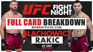 UFC Vegas 54: Blachowicz vs. Rakic FULL CARD Predictions | Bets | DraftKings | DFS
