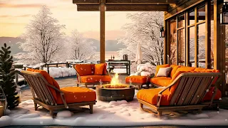 Winter Morning with Soft Jazz Music in Coffee Shop | Sweet Jazz Instrument with Snow Sounds to Relax