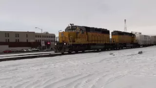 (HD) FULL POWER SD40-2's Switching (Great 645 Diesel Rev Sound) Union Pacific Clean Power