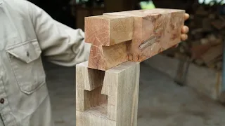 Awesome Japanese Woodworking Joints Skills, Amazing Making Tensegrity Wood Structure With No Screw