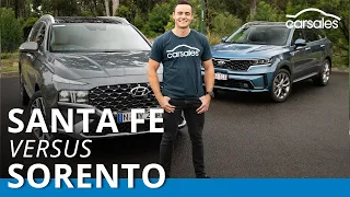Kia Sorento v Hyundai Santa Fe 2021 Video Comparison @carsales.com.au