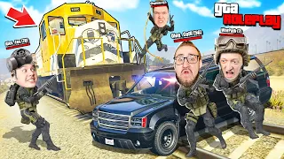 ОТБИВАЕМ ОГРАБЛЕНИЕ ПОЕЗДА ЗА ФБР! 3 МАФИИ VS 40 ГОСНИКОВ В ВОЙНЕ ЗА ПОЕЗД! (GTA 5 RP)