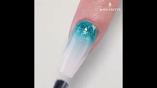 BORN PRETTY Blue Glitter Star Ombre Nails