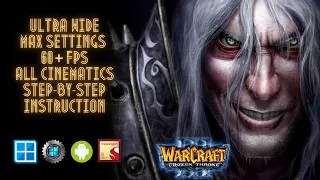 WarCraft 3 on Android (ultra wide, max settings). Winlator 5.0. Snapdragon 8gen2.
