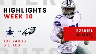 Ezekiel Elliott's 2 TDs & 187 Total Yards vs. Philly!