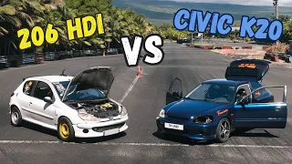 UNE HONDA CIVIC SWAP🔥 VS UNE 206 2L HDI💨 // 974VS