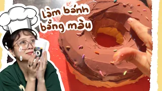 Thử thách làm một chiếc BÁNH DONUT SIÊU TO BẰNG MÀU ACRYLIC | Beisme