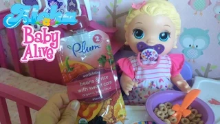 Baby Alive Snacking Lilly Eats Real Baby Food...Diaper Explosion and Bath🍼💩🛁😅